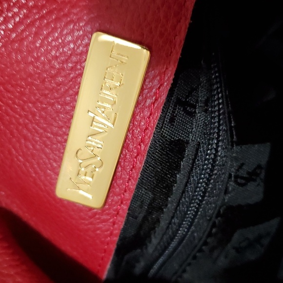 YSL Red Pebble Leather Tote Bag - Picture 6 of 16